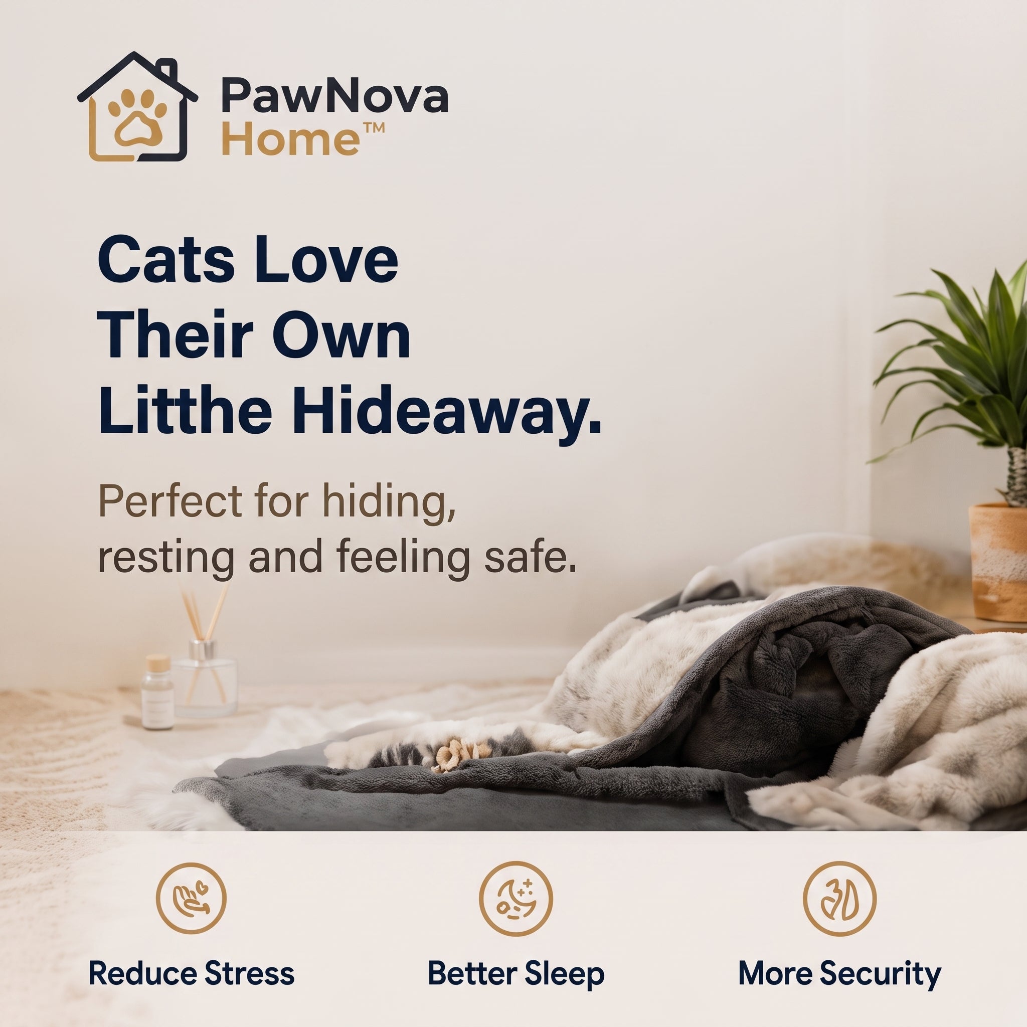 PawNova Home™ CozyHaven Premium Cat Cave Bed