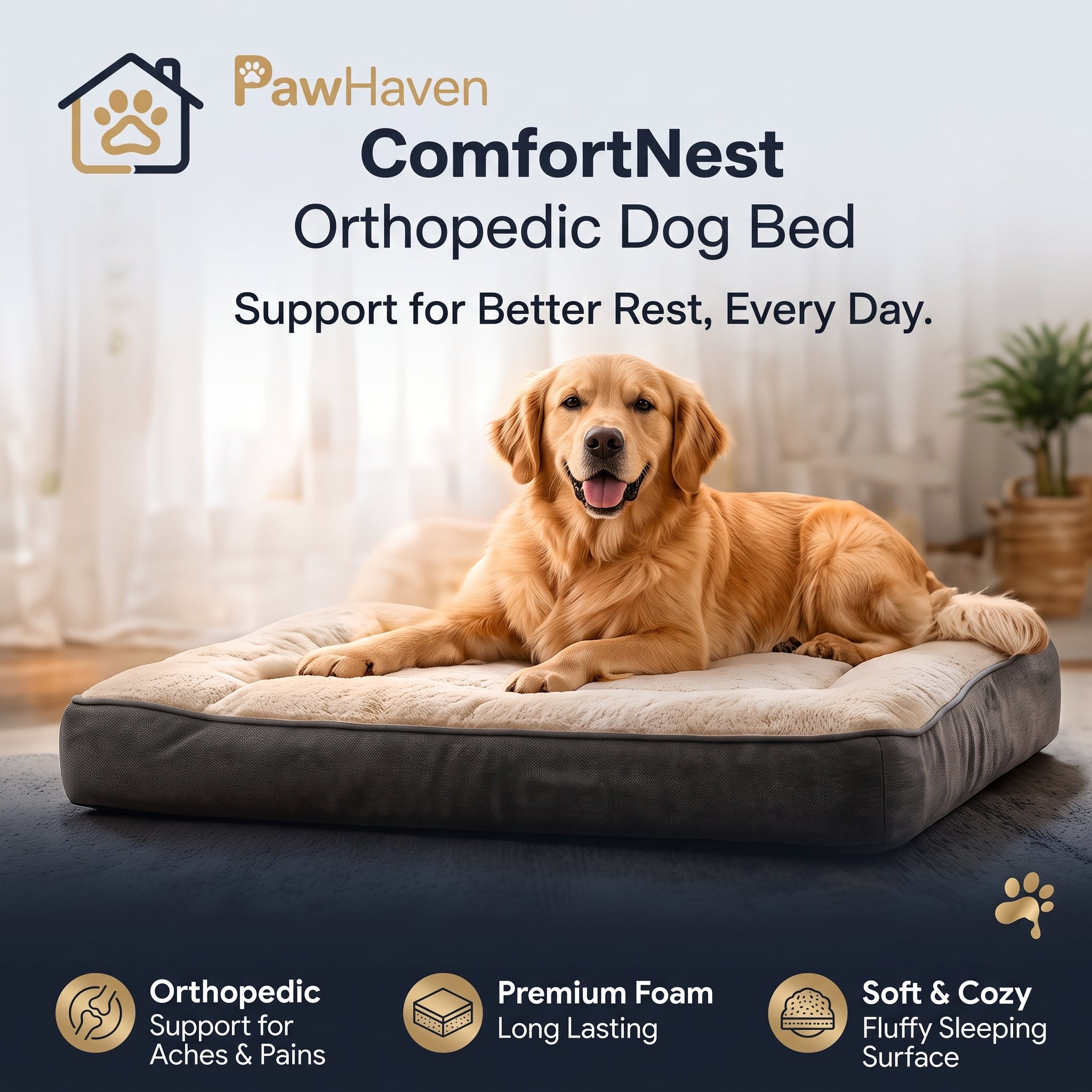 PawNova Home™ ComfortNest Orthopedic Dog Bed