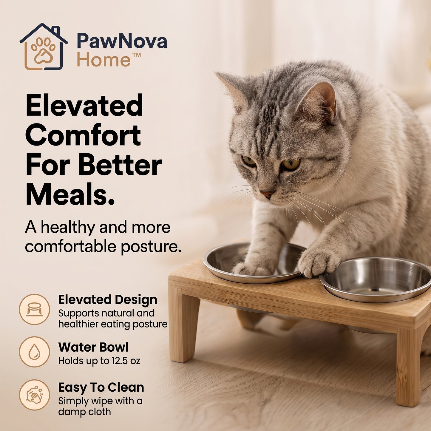 PawNova Home™ Premium Cat Feeding Station