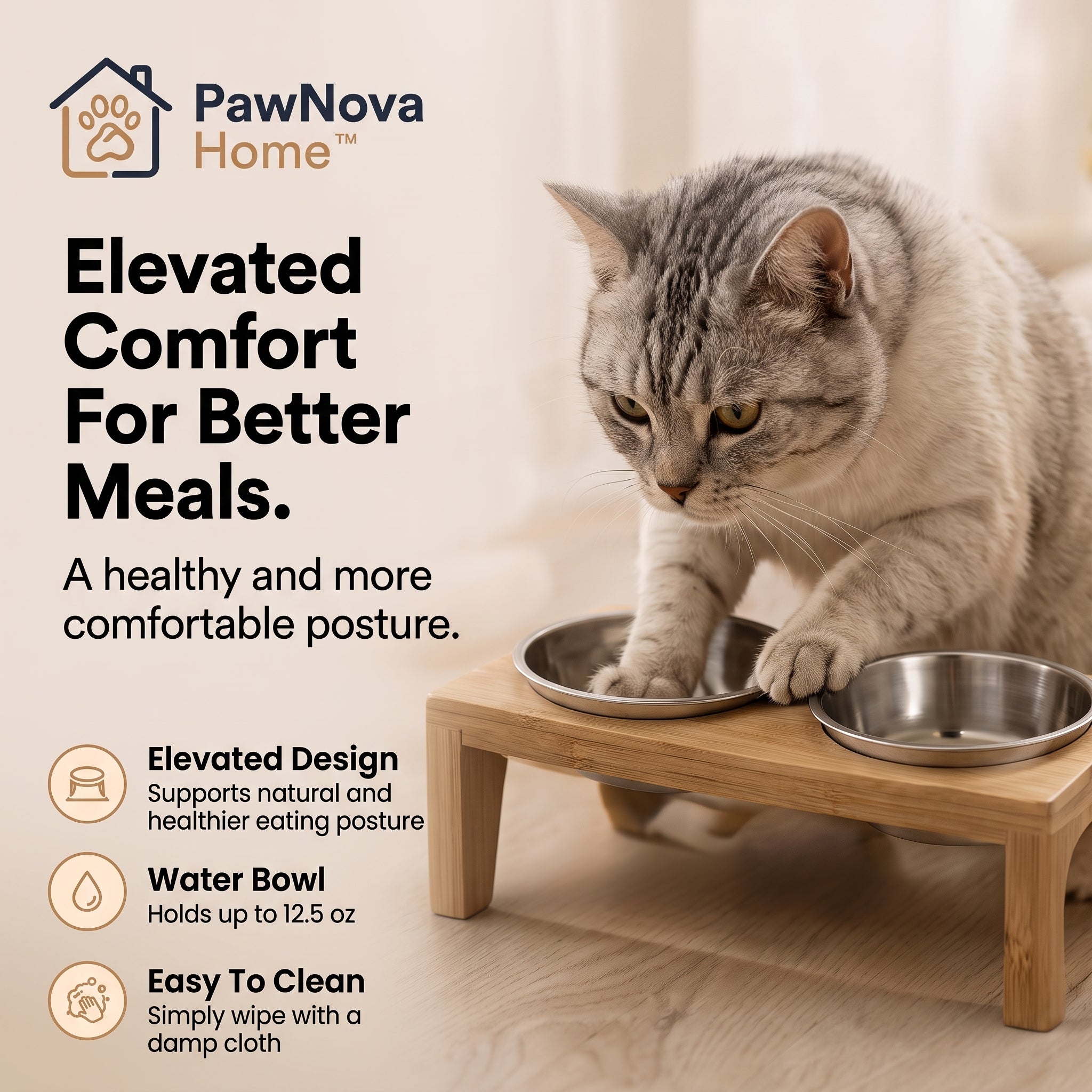 PawNova Home™ Premium Cat Feeding Station