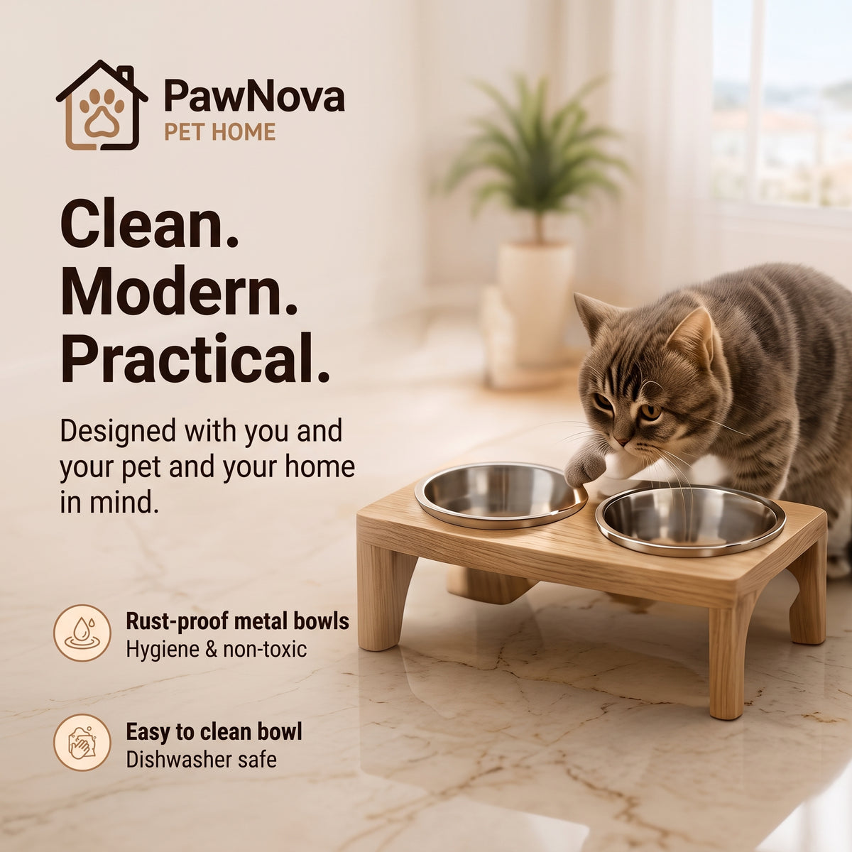 PawNova Home™ Premium Cat Feeding Station