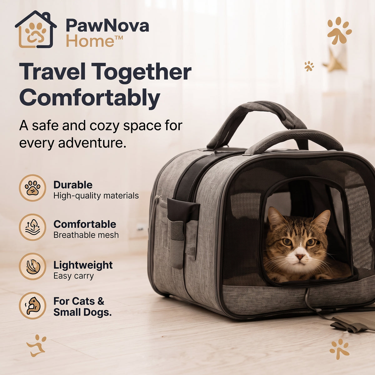 PawNova Home™ CozyNest Pet Travel Carrier