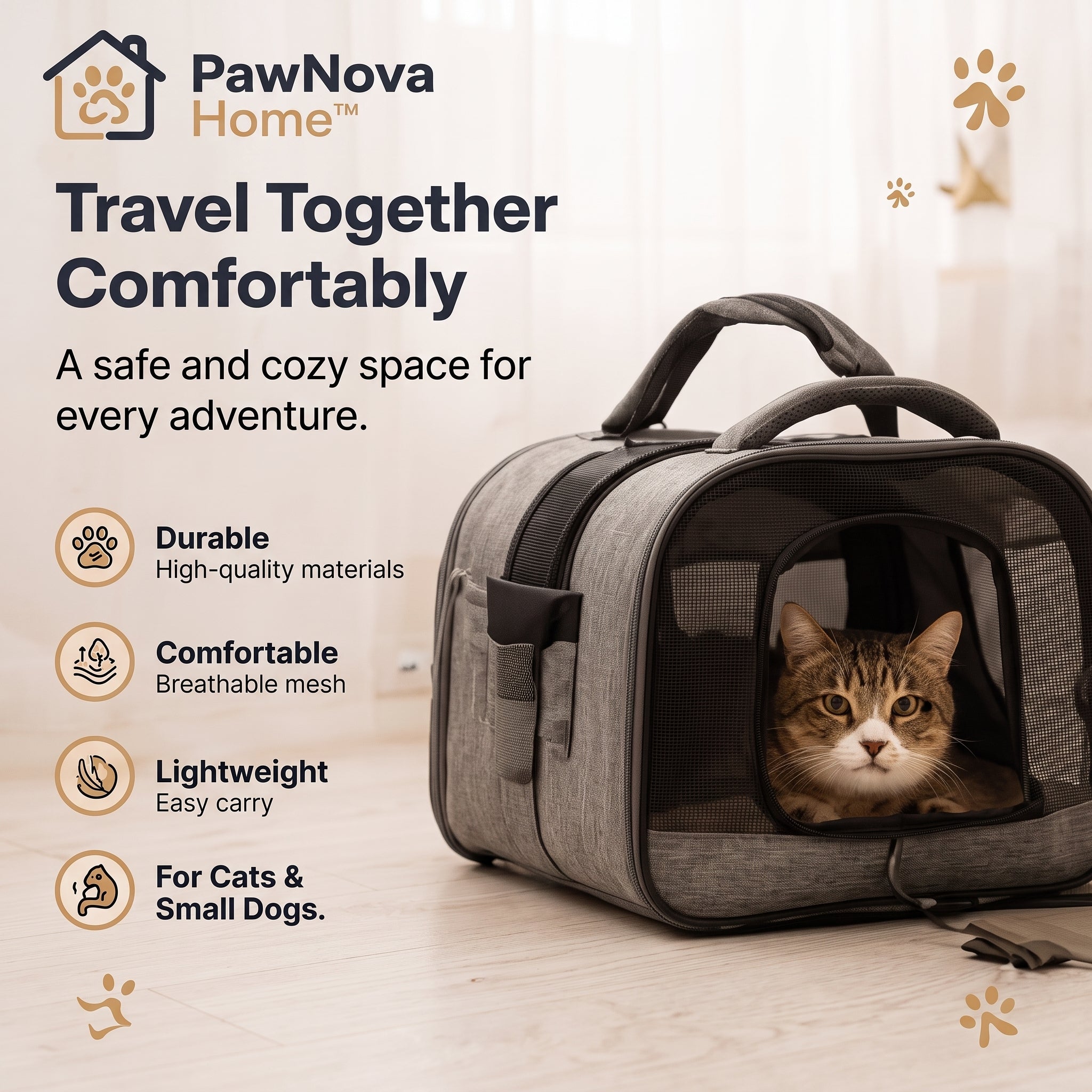 PawNova Home™ CozyNest Pet Travel Carrier