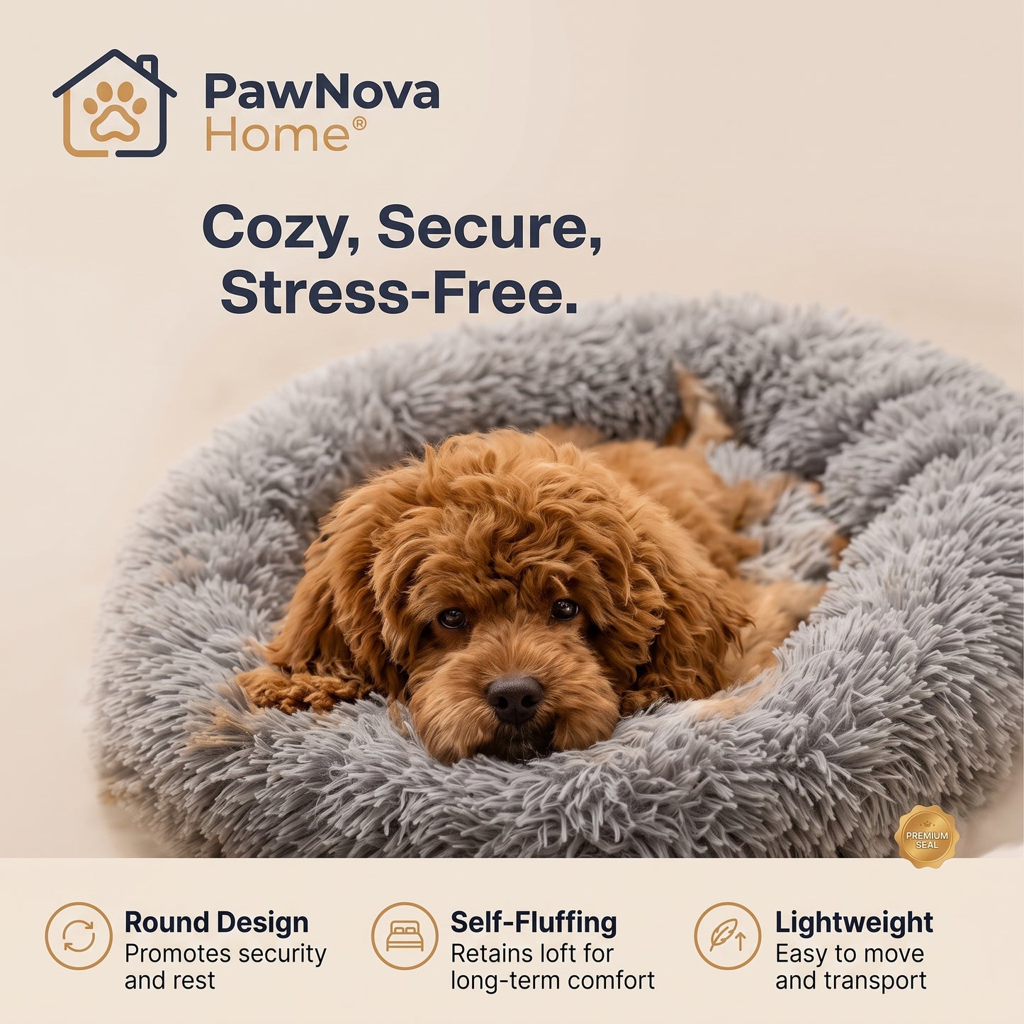 PawNova Home™ CalmingCloud Donut Dog Bed