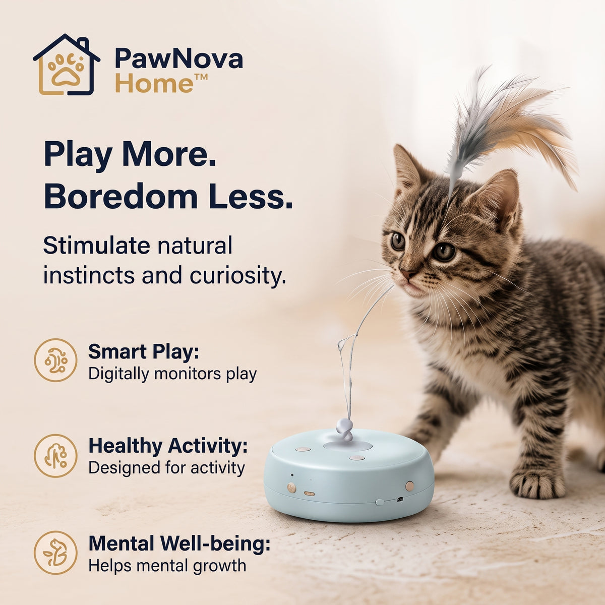 PawNova Home™ SmartPlay Interactive Cat Toy