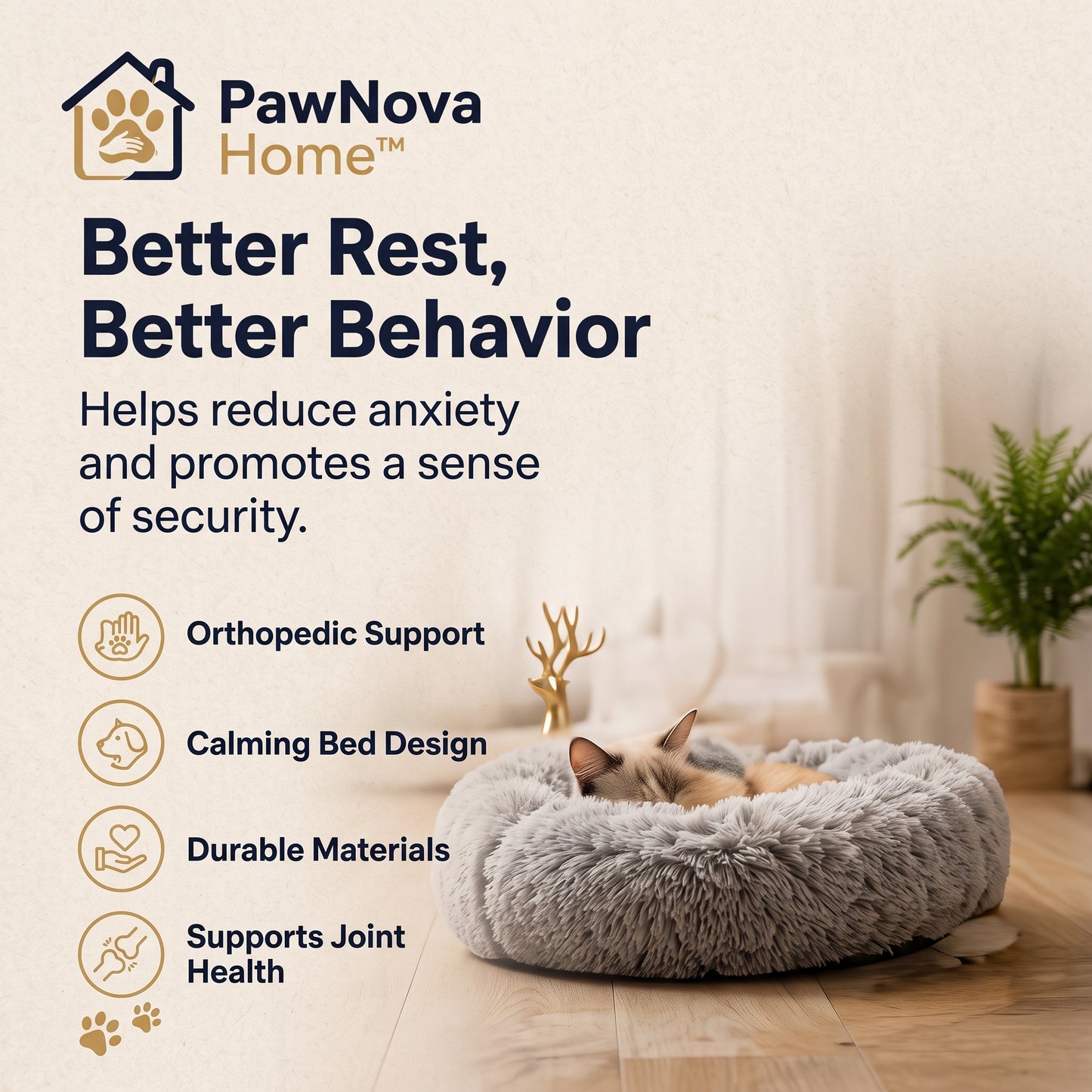 PawNova Home™ CalmComfort Anxiety Relief Pet Bed