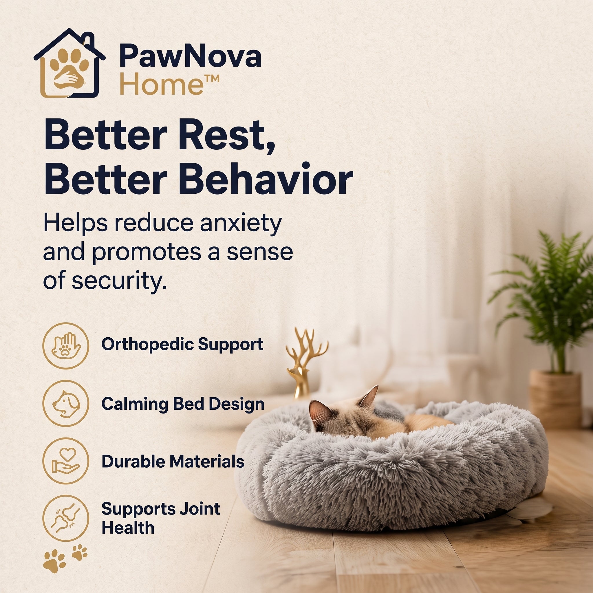 PawNova Home™ CalmComfort Anxiety Relief Pet Bed
