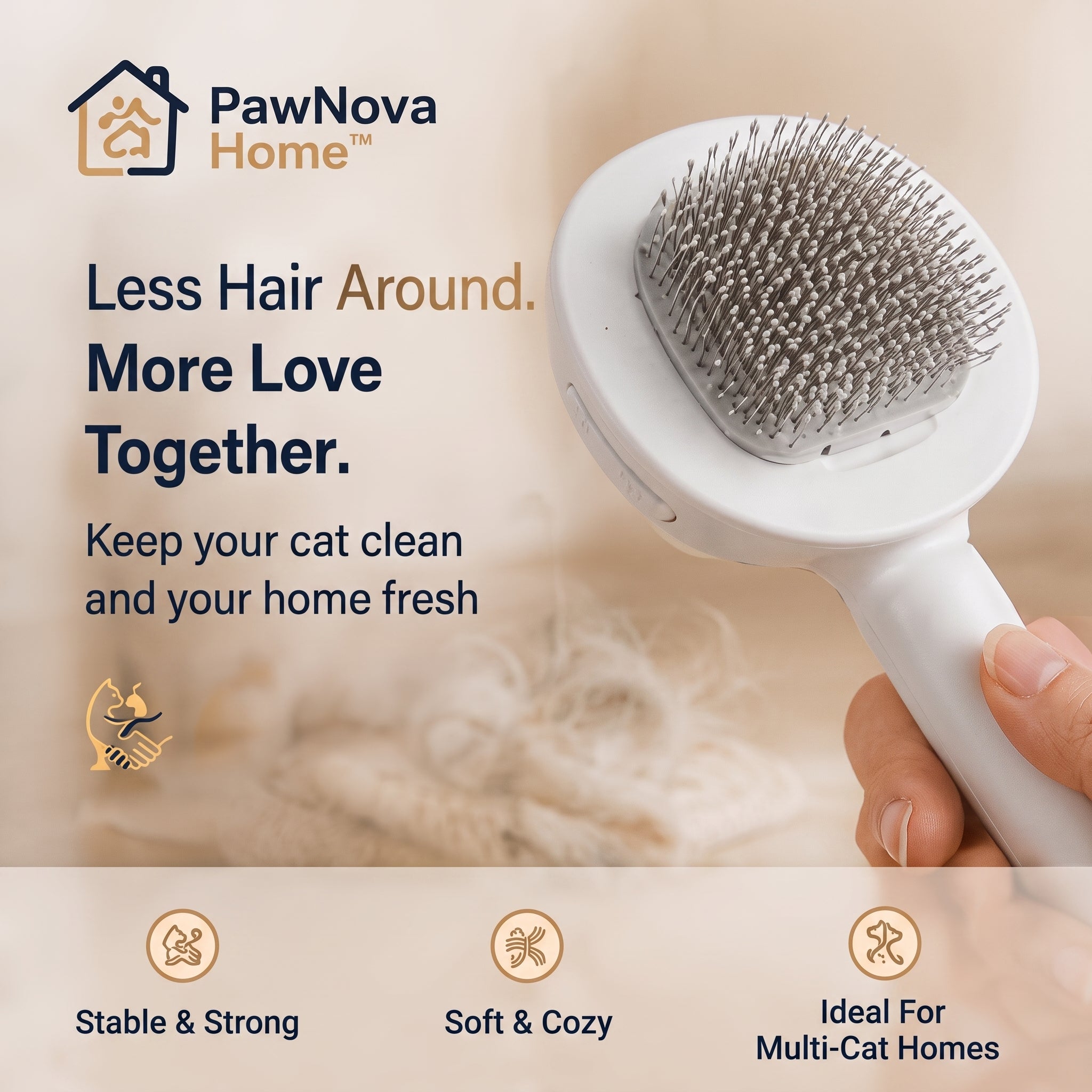 PawNova Home™ GentleTouch Self Cleaning Cat Brush