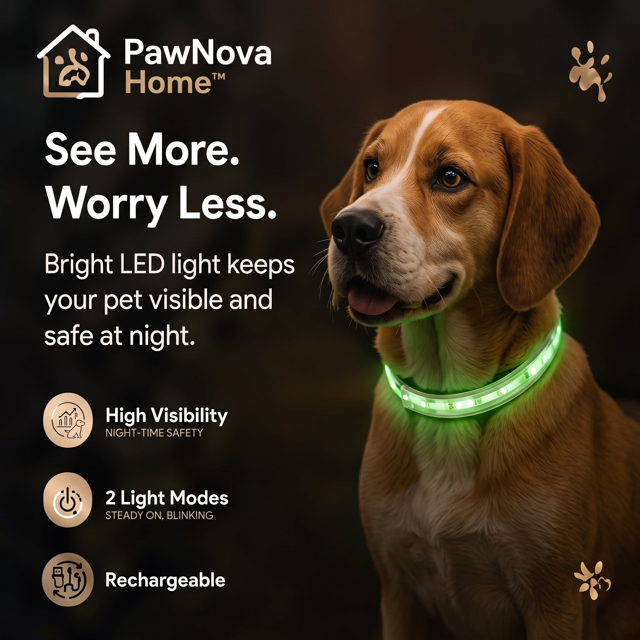 PawNova Home™ GlowSafe LED Pet Collar
