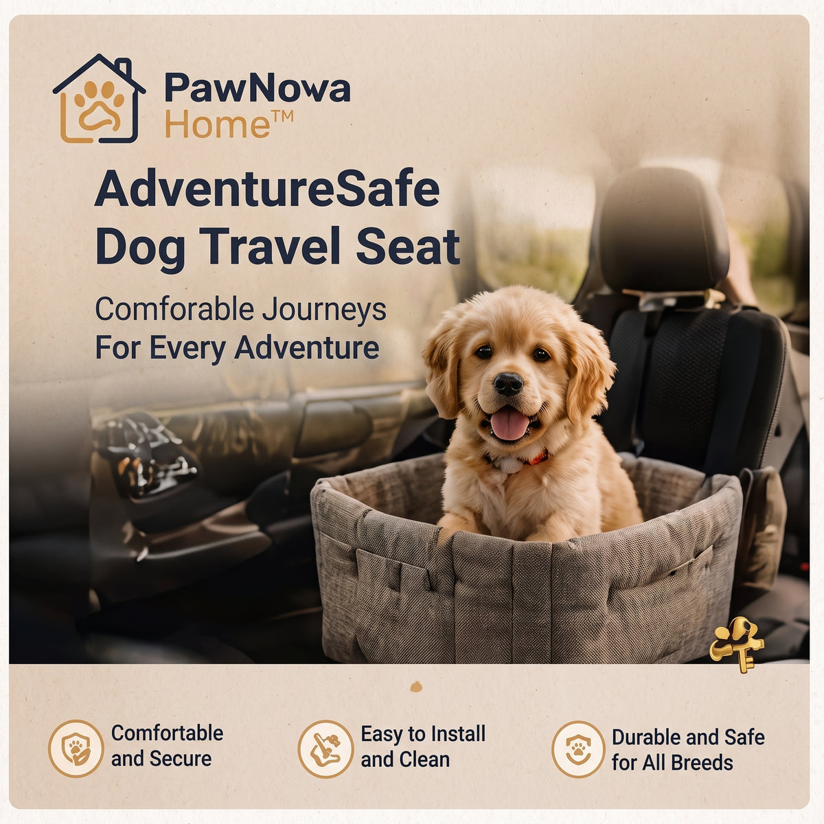 PawNova Home™ AdventureSafe Dog Travel Seat