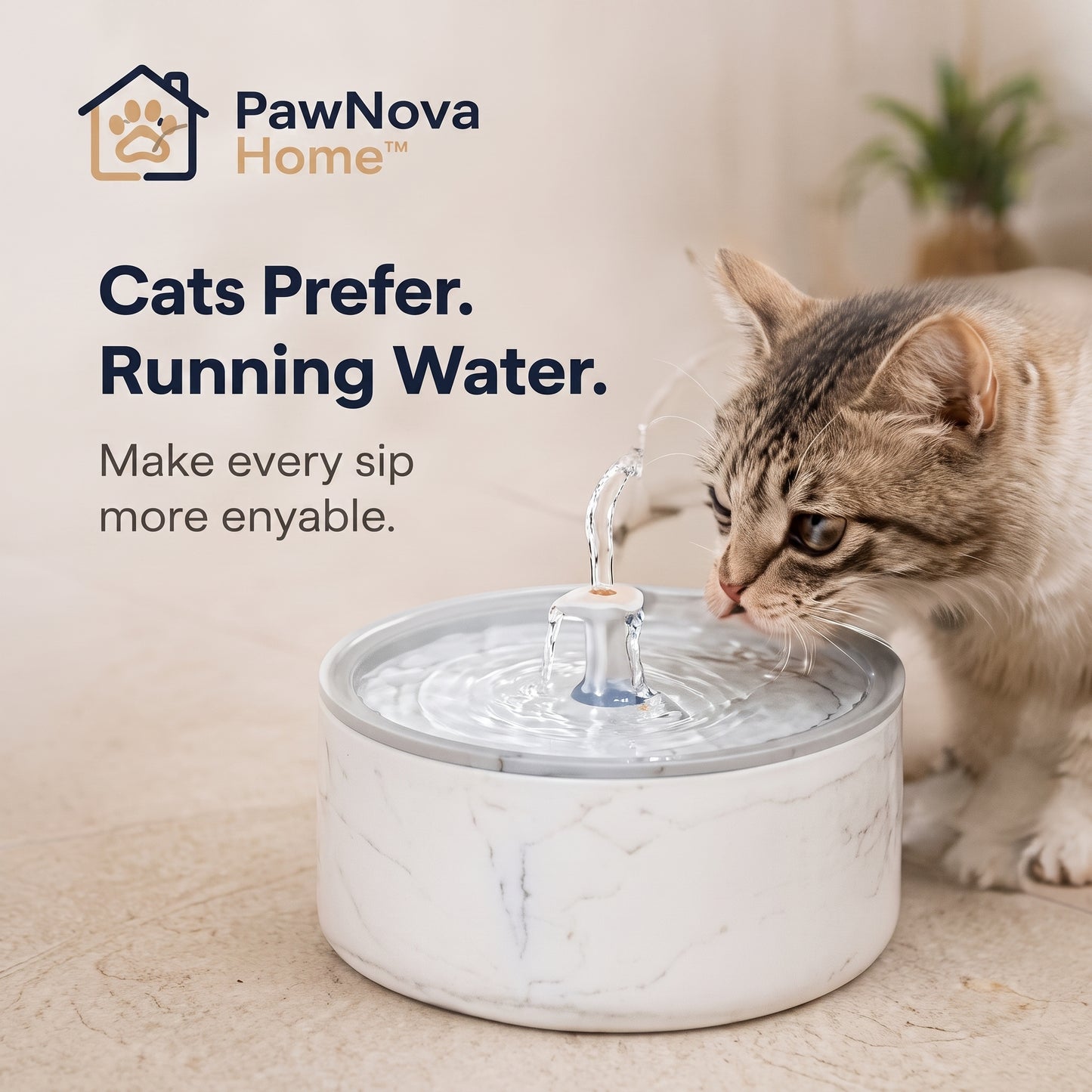 PawNova Home™ AquaFlow Smart Cat Water Fountain