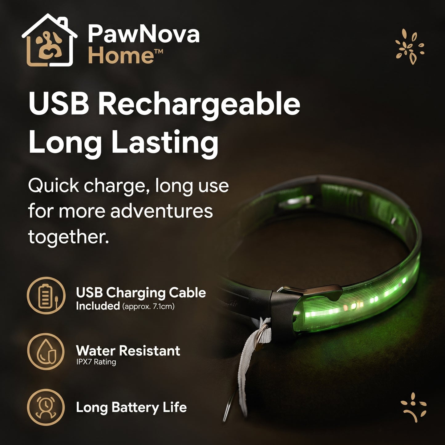 PawNova Home™ GlowSafe LED Pet Collar