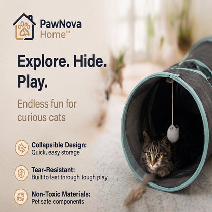 PawNova Home™ ComfortLoop Cat Tunnel