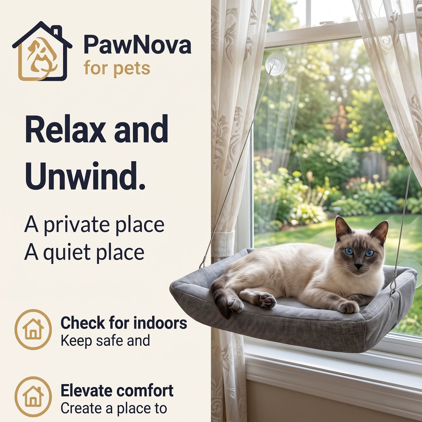 PawNova Home™ CozySwing Cat Hammock
